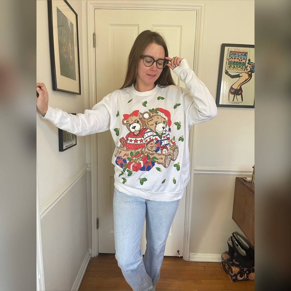 90s Vintage Teddy Bear Holiday Sweater - Picture 1 of 11
